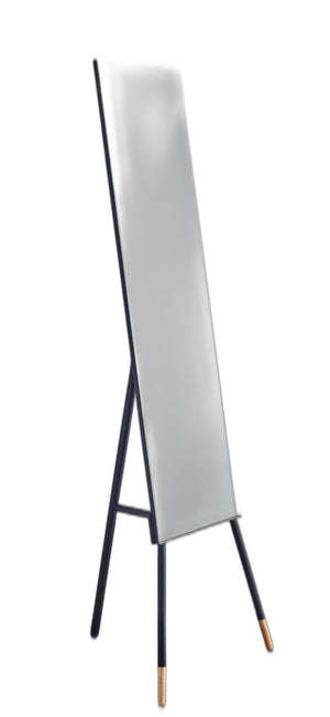 Homeroots 57" Black Rectangle Cheval Standing Metal Mirror - Elegant Full-length Design For Any Space  Metal,Solid Wood 372955