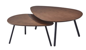 Homeroots 17" Black And Brown Solid Wood Round Nested Tables   372964