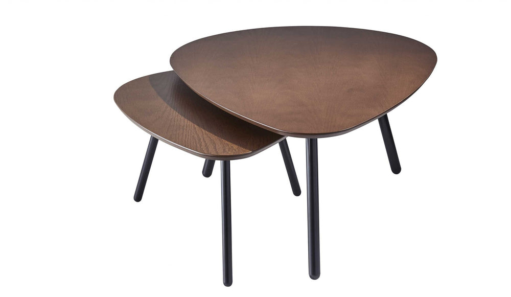 Homeroots 17" Black And Brown Solid Wood Round Nested Tables   372964