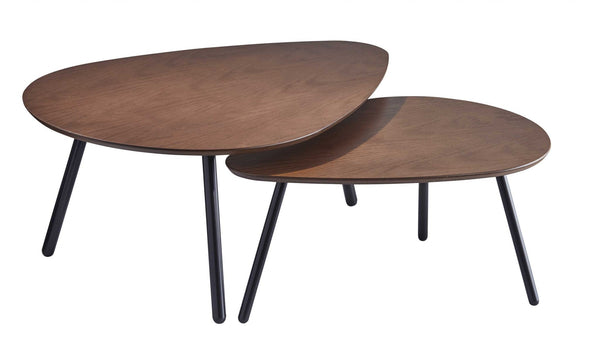 Homeroots 17" Black And Brown Solid Wood Round Nested Tables   372964