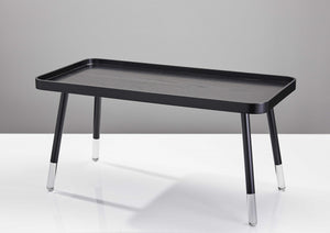Homeroots 39" Modern Black And Clear Wood-acrylic Coffee Table With Splayed Legs - Unique Tray Top Design!   372968