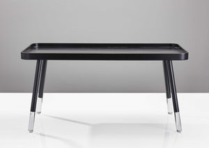 Homeroots 39" Modern Black And Clear Wood-acrylic Coffee Table With Splayed Legs - Unique Tray Top Design!   372968