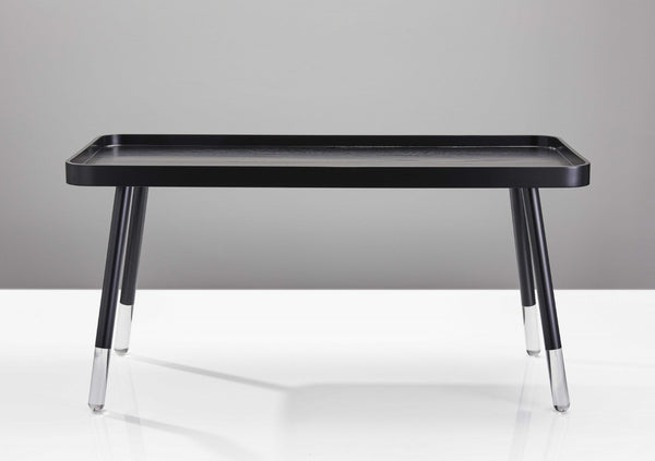 Homeroots 39" Modern Black And Clear Wood-acrylic Coffee Table With Splayed Legs - Unique Tray Top Design!   372968