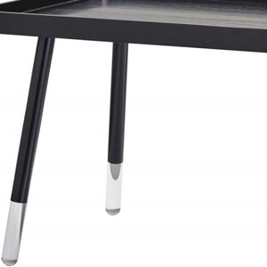 Homeroots 39" Modern Black And Clear Wood-acrylic Coffee Table With Splayed Legs - Unique Tray Top Design!   372968