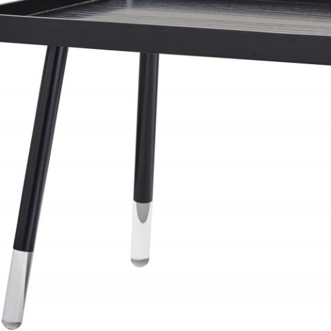 Homeroots 39" Modern Black And Clear Wood-acrylic Coffee Table With Splayed Legs - Unique Tray Top Design!   372968