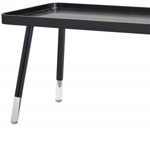 Homeroots 39" Modern Black And Clear Wood-acrylic Coffee Table With Splayed Legs - Unique Tray Top Design!   372968
