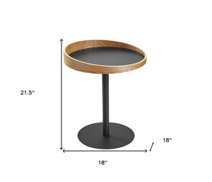 Homeroots 22" Black Solid Wood Round End Table Black  372969