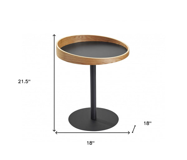 Homeroots 22" Black Solid Wood Round End Table Black  372969