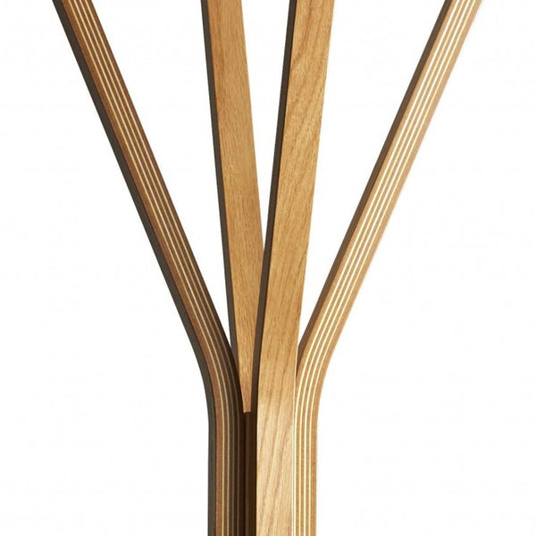 Homeroots 68" Natural Modern Wood Coat Tree Rack Natural Wood 372978