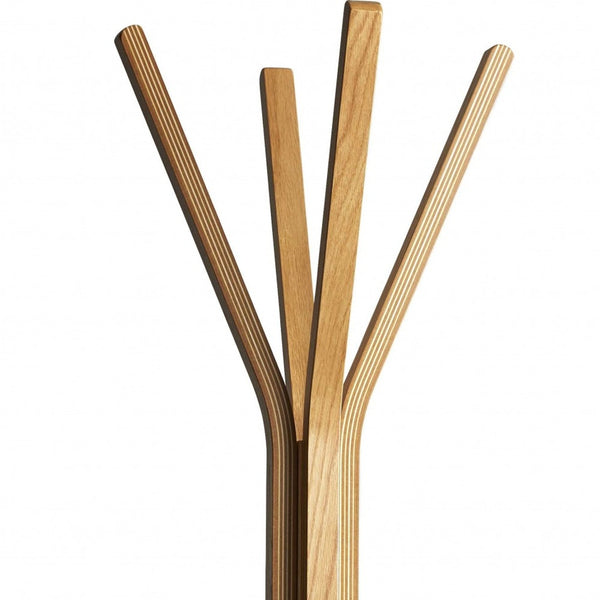 Homeroots 68" Natural Modern Wood Coat Tree Rack Natural Wood 372978