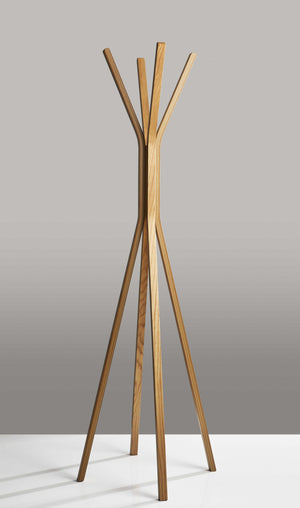 Homeroots 68" Natural Modern Wood Coat Tree Rack Natural Wood 372978