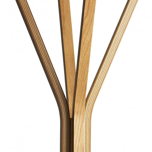 Homeroots 68" Natural Modern Wood Coat Tree Rack Natural Wood 372978