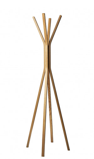 Homeroots 68" Natural Modern Wood Coat Tree Rack Natural Wood 372978