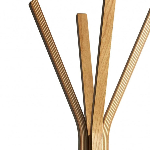 Homeroots 68" Natural Modern Wood Coat Tree Rack Natural Wood 372978