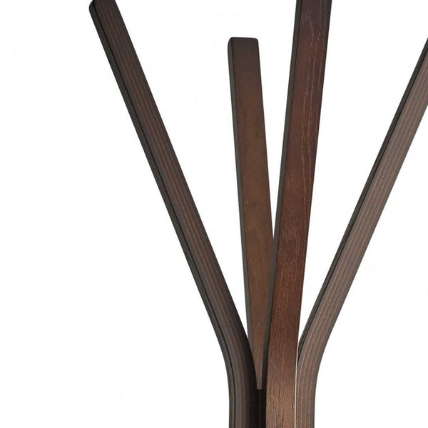 Homeroots 16.5" X 16.5" X 68.25" Walnut  Coat Rack Walnut Wood 372979