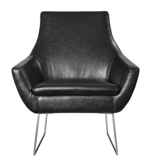 Homeroots Distressed Black Faux Leather Armchair Black  372982
