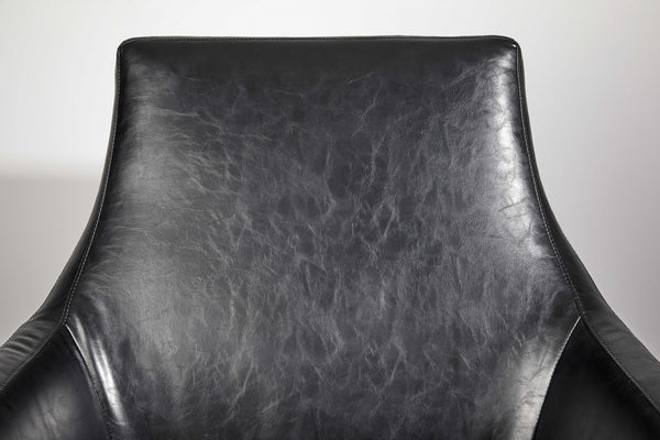 Homeroots Distressed Black Faux Leather Armchair Black  372982