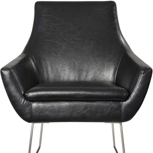 Homeroots Distressed Black Faux Leather Armchair Black  372982