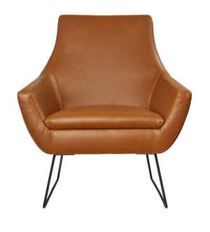 Homeroots Retro Mod Distressed Camel Faux Leather Arm Chair Brown  372983