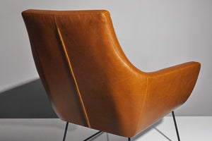 Homeroots Retro Mod Distressed Camel Faux Leather Arm Chair Brown  372983