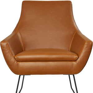 Homeroots Retro Mod Distressed Camel Faux Leather Arm Chair Brown  372983