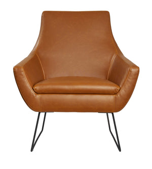 Homeroots Retro Mod Distressed Camel Faux Leather Arm Chair Brown  372983