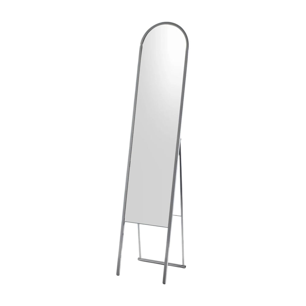 Homeroots 64" Silver Arch Metal Framed Freestanding Mirror White Metal 372988