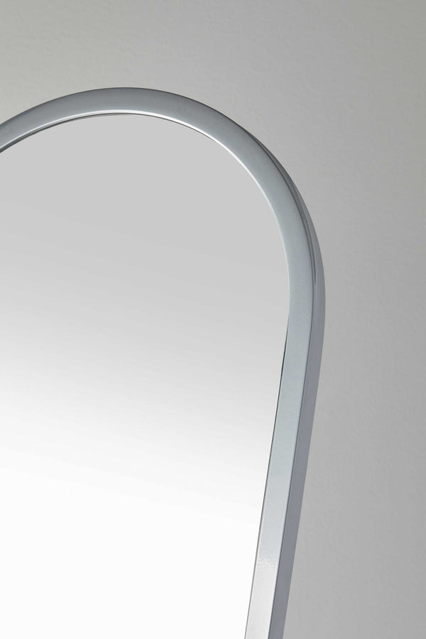 Homeroots 64" Silver Arch Metal Framed Freestanding Mirror White Metal 372988