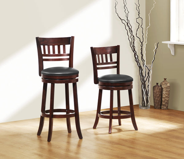 English Elm 360-Degree Swivel Bar Chair In Dark Cherry Finish - Solid Wood, Comfortable Footrest, Pub Height B011P220992