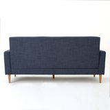 Christopher Knight Home® - Noble House - Sawyer Mid Century Modern Dark Blue Fabric 3 Seater Sofa