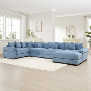 English Elm Oversized Cloud Modular Sectional Couch - Premium Corduroy, Ergonomic Design, Movable Ottoman & More! W714S01361-GIGA
