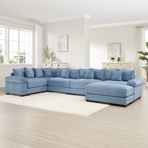 English Elm Oversized Cloud Modular Sectional Couch - Premium Corduroy, Ergonomic Design, Movable Ottoman & More! W714S01361-GIGA