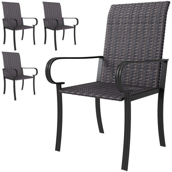 English Elm Outsunny 4 Piece Highback Pe Rattan Patio Armchairs All Weather Deep Seat Set W2225P485565