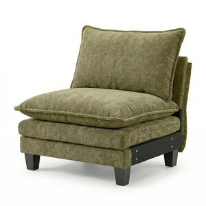 English Elm Armless Chenille Club Chair Oversized Plush Seat for Modern Living Room Reading Nook Green W2519P486547