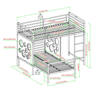 English Elm Walker Edison - Modern Geo Cutout Colorful Twin L-Shaped Bunk Bed – White / Cool Grey