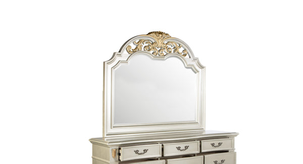 English Elm Lyon Grand Beveled Mirror 48"H x 54"W with Hand-Applied Wood Finish and Gold Crown Accents Champagne 51 L x 4 W x 57 H B078P301590
