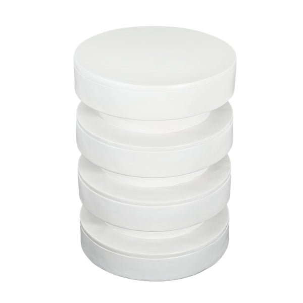 English Elm Modern Mgo Three Tier Round Accent Table Weather Resistant Patio and Living Room Decor White N770P359379W