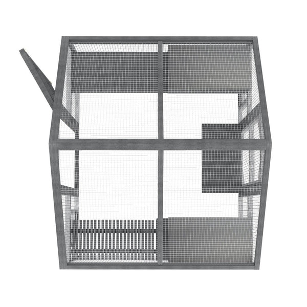 English Elm Cat, Outdoor Wood Enclosure Multi-level Shelter with Platforms Resting Boxes Waterproof Canopy W1598S00039
