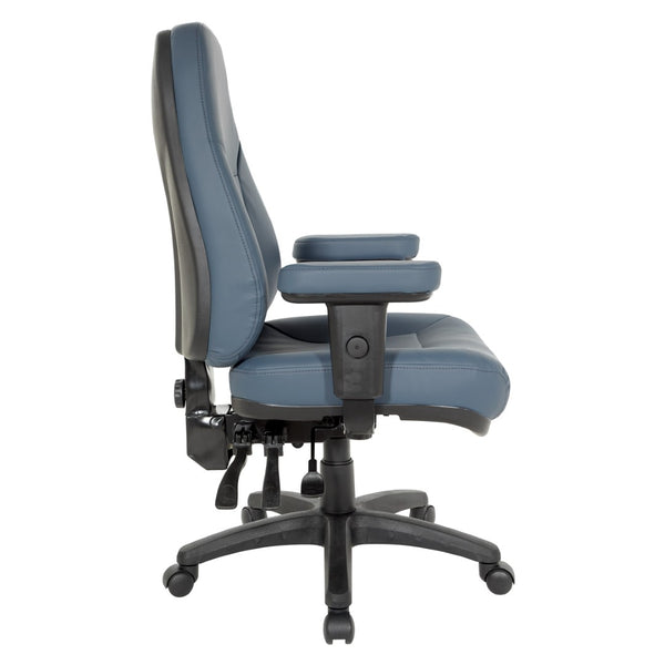 OSP Home Furnishings Professional High Back Ergonomic Office Chair with Lumbar Support and Padded Adjustable Arms Blue EC4300-R105
