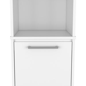 English Elm Eiffel White Kitchen Pantry Cabinet with Soft-Close Door, Two Open Shelves & Two Interior Shelves B20091907