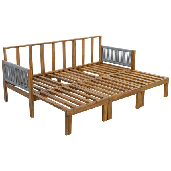English Elm Outdoor Acacia Wood Dining Set Seats Six with Cushioned Armrest Chairs for Patio Grey,Natural Wood N719Z000220E