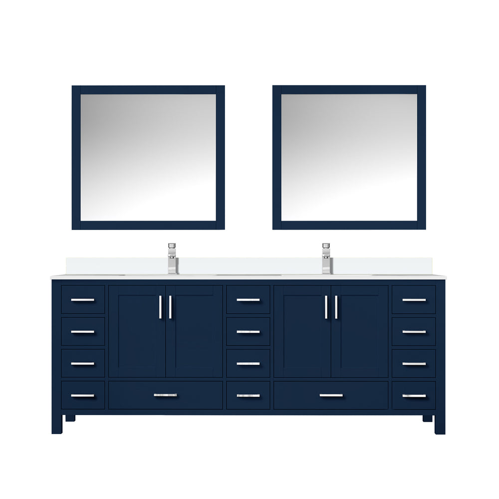 English Elm Navy Double Bath Vanity 84" W x 22" D with Cultured Marble Top, Chrome Faucet, 34" Mirror, Durable Finish B2731S01116