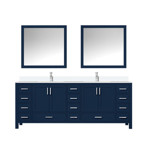 English Elm Navy Double Bath Vanity 84" W x 22" D with Cultured Marble Top, Chrome Faucet, 34" Mirror, Durable Finish B2731S01116