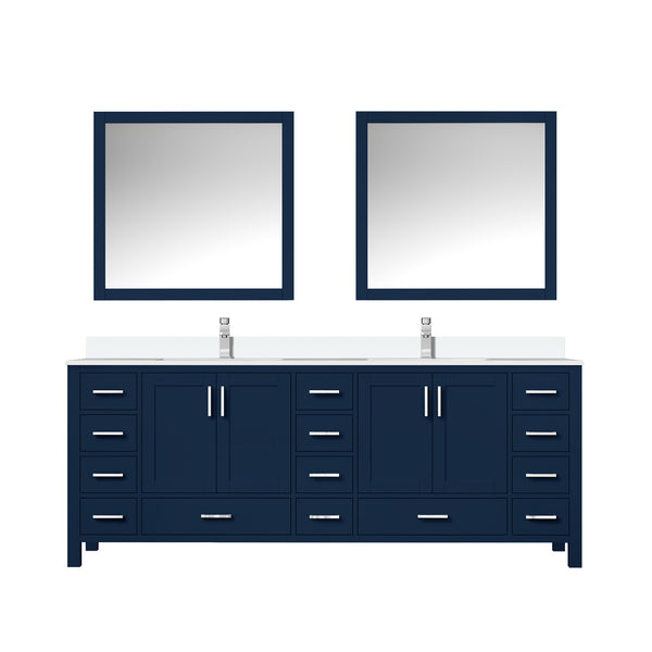 English Elm Navy Double Bath Vanity 84" W x 22" D with Cultured Marble Top, Chrome Faucet, 34" Mirror, Durable Finish B2731S01116