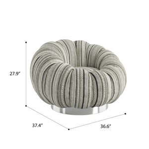 English Elm Wallace & Bay - Black Pumpkin Swivel Accent Chair — Modern Black Mixed Stripe Fabric, Compact 38" L x 37" W Stylish Comfort B361P384408