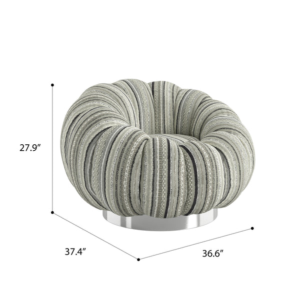 English Elm Wallace & Bay - Black Pumpkin Swivel Accent Chair — Modern Black Mixed Stripe Fabric, Compact 38" L x 37" W Stylish Comfort B361P384408