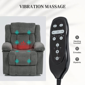 English Elm Electric Power Lift Recliner with Massage Heat Velvet Upholstery and Usb Charging T3971P412308