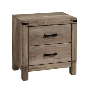 English Elm 1pc Nightstand with Three Spacious Drawers White Mist Finish Metal Hardware Mirrored Top Elegant Storage Brown 27 L x 19 W x 28 H B011P228961