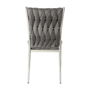 English Elm Modern Velvet Upholstered Dining Chairs Set of 2 with Electroplated Legs for Kitchen Dark Gray W210P301595