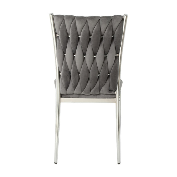 English Elm Modern Velvet Upholstered Dining Chairs Set of 2 with Electroplated Legs for Kitchen Dark Gray W210P301595